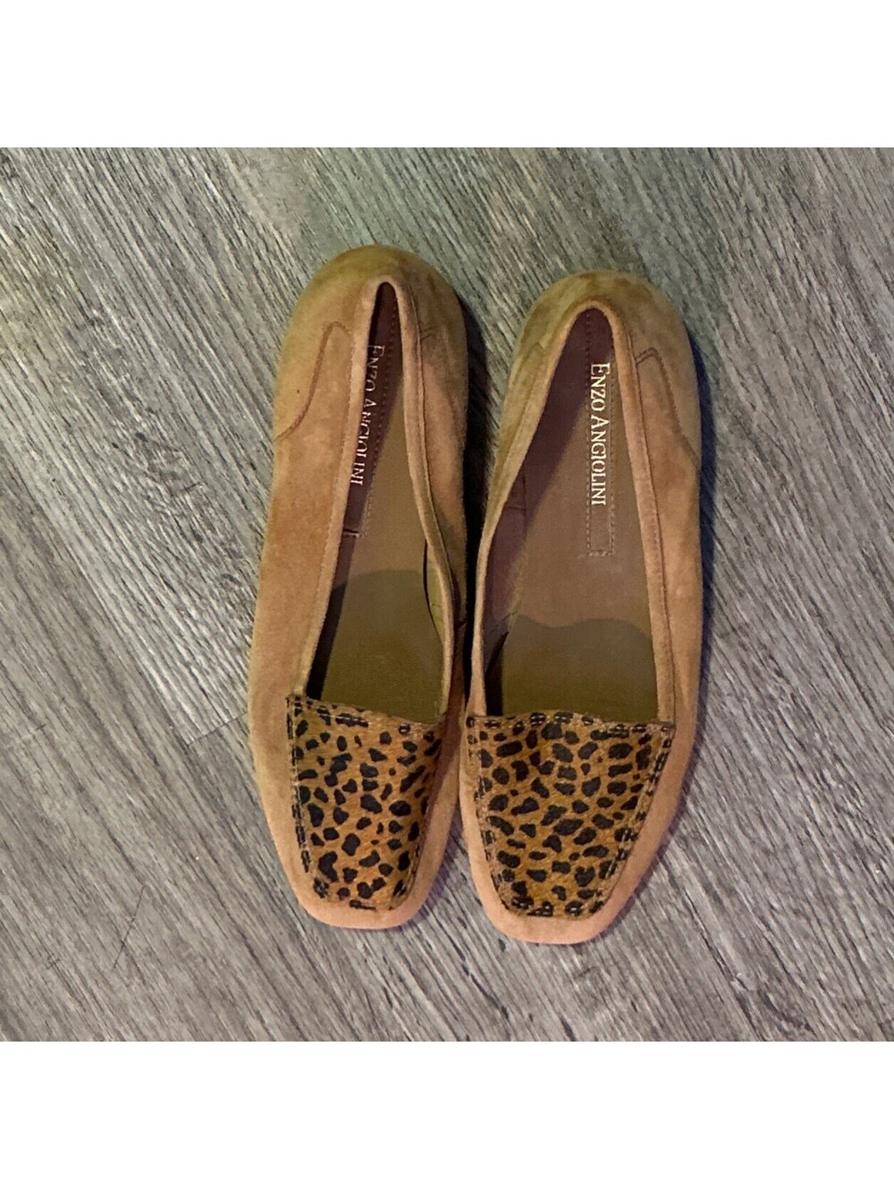 NEW ENZO ANGIOLINI Loafer Flats Shoes Brown Suede Leather Brazil 6.5M